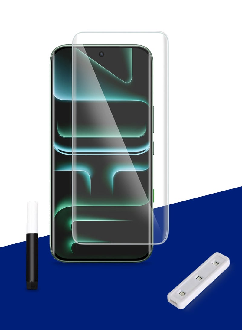 دبليو تيك واقي شاشة زجاجي مقسّى كامل مع غطاء كامل وغراء كامل للحواف المنحنية لجهاز Infinix Note Edge 5G 2026 الفاخر (MSGUCN) - شفاف - Image 1